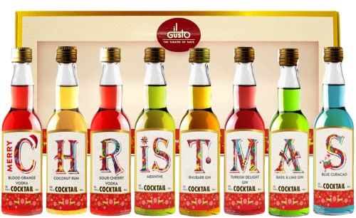 Premium Christmas Cocktail Tasting Gift Set (Pack of 8), Festive Printed Box – Perfect Holiday Gift | Assorted premium fruit & botanical blend • Luxury seasonal display • Christmas presentation case • Perfect for concoctions