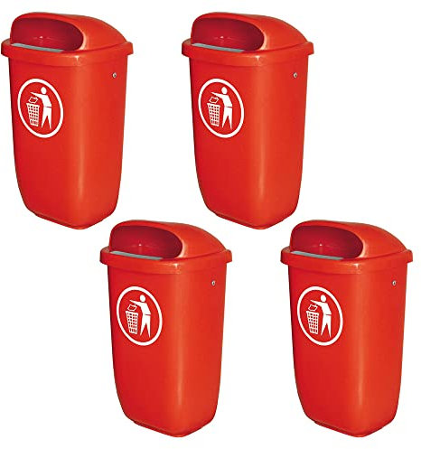 BRB 4 Abfallbehälter für den Außenbereich, 50 Liter, nach DIN 30713 (rot)