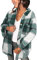 Yming Damen Casual Plaid Langarm Plaid Shirts Button Down Langarm Shirts Shackets Oversized Mantel Grün XXL