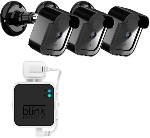 Sonomo Blink Outdoor Kamera(3rd Gen) Wandhalterungen wetterfeste 3PCS, mit Blink Sync Modul 2 Steckdose Halterung für Blink Outdoor Indoor Überwachungskamera System Zubehör (Outdoor, Schwarz)
