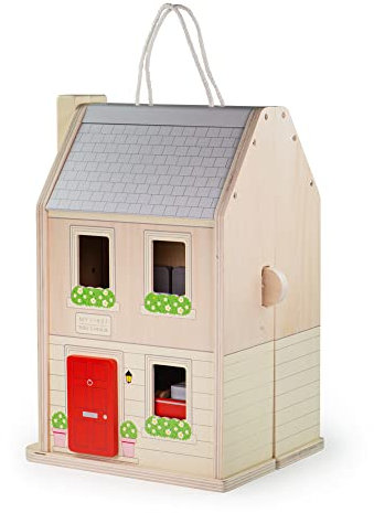 Bigjigs Toys, My First Wooden Dolls House, Toddler Doll House, 13pc Furniture, Girls Toys, 3 Year Old Gifts