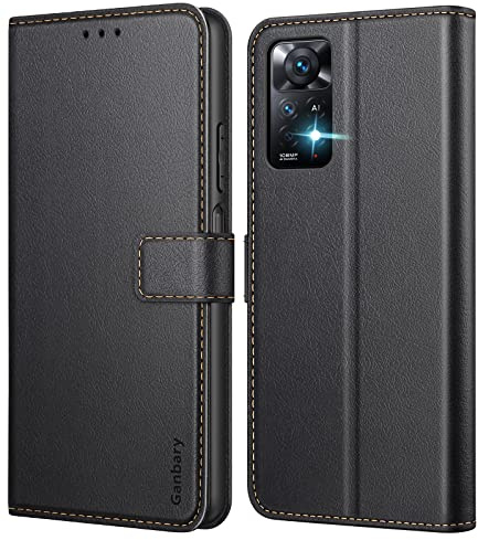 Ganbary Cover compatibile con Xiaomi Redmi Note 11 Pro 5G/ 4G, Pelle PU Portafoglio Flip Libro Custodia [Protezione Completa] [Slot Scheda] [Funzione Supporto] per Redmi Note 11 Pro, Nero