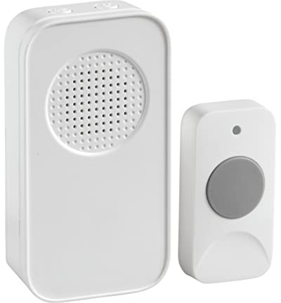Newhouse Hardware WCMB White Battery-Powered Wireless Door Chime Kit | Battery-Operated Doorbell Chime | Ring Doorbell for Classroom, Home, and Office | Adjustable Volume and Expanded Chime Selection
