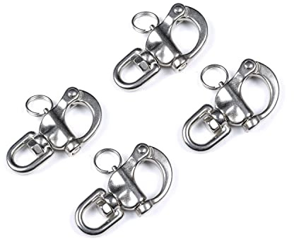Mxeol Swivel Eye Snap Shackle Quick Release Bail Rigging Clip 2-3/4 Sailing Boat Marine Stainless Steel 4 Packs