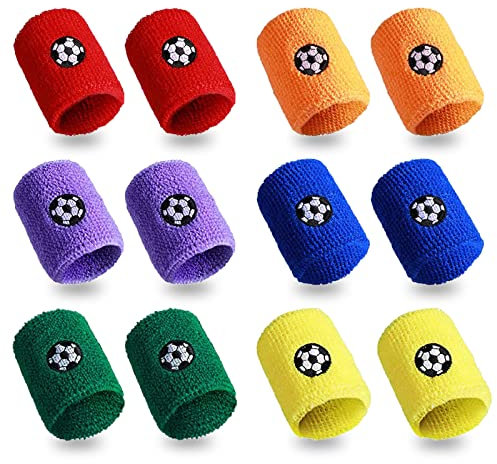 12 Pezzi Antisudore Fasce da Polso, Assorbente Fasce da Polso Cotone Elastico, Braccialetto Colorato Polsino di Sport, per Basket, Calcio, Tennis e Altre Attività All'aperto