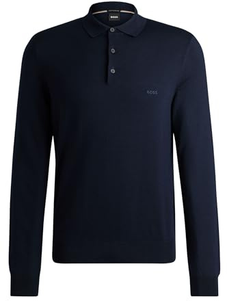 BOSS Herren Bono-L Pullover aus Schurwolle mit Polokragen und Logo-Stickerei