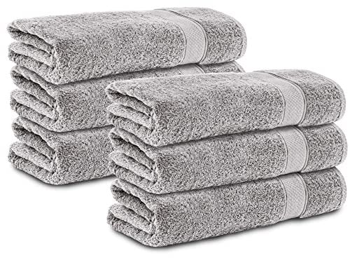 Komfortec 6er Handtücher 50x100 cm Set aus 100% Baumwolle, Frottee, Weich, Silber