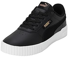 PUMA Damen Carina 2.0 Logobsession Sneaker, Black Gold White, 40 EU