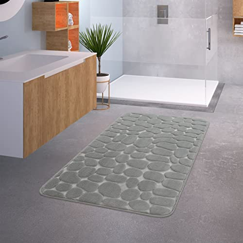 TT Home Badezimmer Badematte Duschmatte rutschfest Waschbar Memory Schaum Stein Muster, Farbe: Grau 5, Größe:65x120 cm