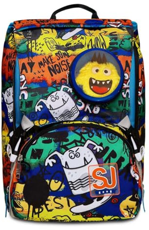 SJ GANG STYLE JAM GANG Schulranzen für Grundschule, ab 1. Klasse, Erweiterbarer Schulranzen, Extra Volumen; Geräumige Schultasche für Mädchen und Jungen, mehrfarbig