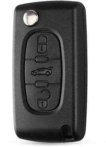 HooRLZ Coque Clé Peugeot 207, Compatible pour Peugeot 207 307 407 208 308 408, Citroën C2 C3 C4 C5 Berlingo Grand Picasso, Boitier Clé 407, TéLéCommande Citroën, Clef Peugeot 308 - 3 Boutons, CE0536