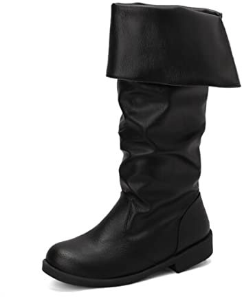 Retro Chic Knight Boots, Stivali Rinascimentali, Stivali Pirata Medievali, Stivali Gotici Per Gli Uomini E Le Donne Che Tirano Il Vitello, Stivali Jazz Piatti(43, Black)