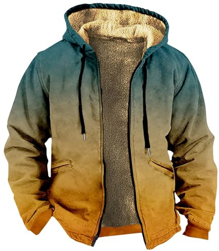 KONG JIMFAN Herren Jacke,Dicke Kapuzensweatshirt Wintermantel Warme Winterjacke Herren Reissverschluss Übergangsjacke Wih Pocket Jacket Printing Sweatjacke Mit Kapuzen Winddicht Motorradjacke Herren