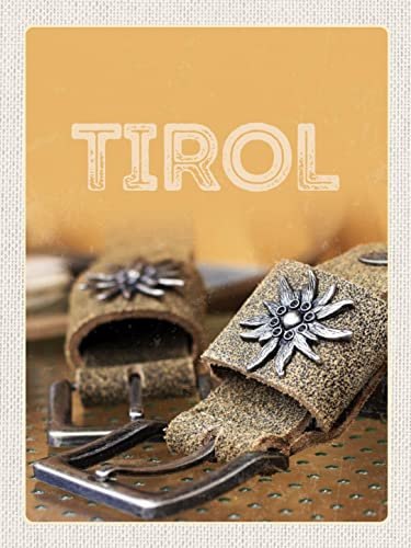 Blechschild 30x40 Tirol Symbole Blume Edelweiß Glück Wand Deko Cafe Sammler Geschenk