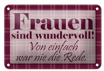 Femer Blechschild Spruch 18x12cm Frauen sind wundervoll