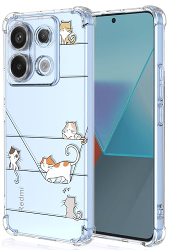 XINYEXIN Clear Cover per Xiaomi Redmi Note 13 Pro 5G / Poco X6 5G Motivo Carino Gatto Custodia Trasparente Antiurto Morbido TPU Bumper Case - Kitten