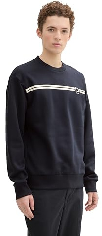 Tom Tailor Denim Herren 1043299 Basic Crew-Neck Sweater Pullover mit Print