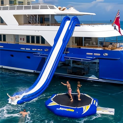 Gueploer Large Offshore Inflatable Water Park, Yacht Slide, with Electric Air Pump Suitable for Private Docks, Pool Slide Yacht, Ship,10Ft/3M
