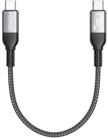 RAVIAD Zertifiziert USB4 Kabel mit Thunderbolt 4 Kabel 30CM, 40Gbps USB C Datenkabel, PD3.1 240W USBC auf USB-C Ladekabel, 8K@60Hz Videokabel für iPhone 15, MacBook, Dockingstation, SSD, Monitor, Hub
