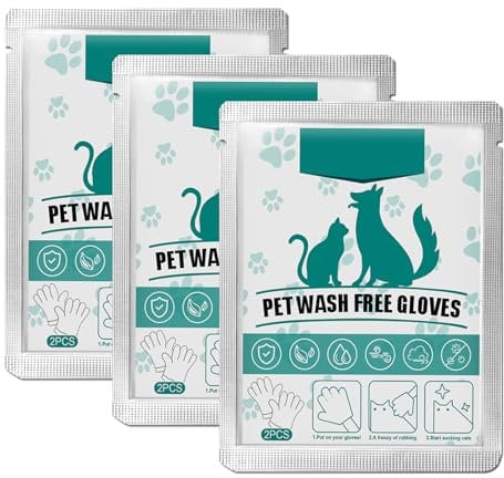 KOAHDE Pets Grooming Wipes for Dogs & Cats,Multifunctional Quick Bath Dog Wipes,Wash Free Wipes Dog Cleaning Gloves Wipes,Dog Wipes Gloves Wash Free Gloves,Disposable Pet Cleaning Glove Wipes,6pc