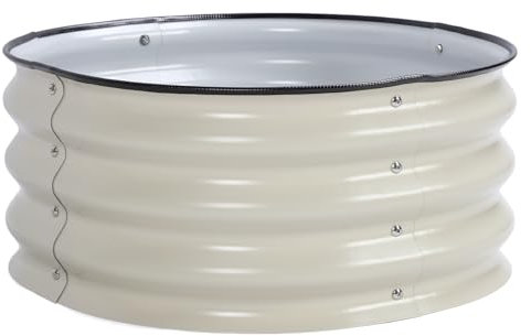 Runde Große Hochbeete, Edelstahl-Hochbeet den Außenbereich, Garten-Pflanzkasten mit Offenem, Terrassen-Bodenpflanzer Gemüse, Blumen (Elfenbeinweiß)