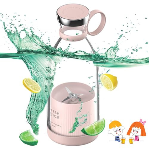 JMbpkduHs Magnetic Rechargeable Mini Juicing Cup, 350ml Travel Electric Juicing Cup,Type-C Charging+4 Blades,Portable Personal Size Blender,50w(8.2x21.8cm),A