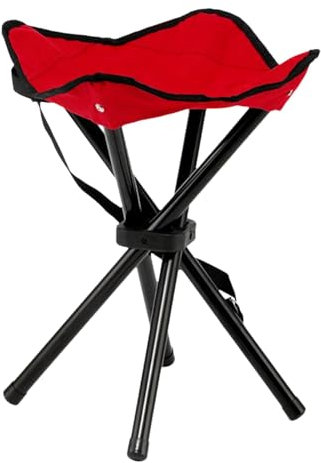Folding Camping Stool, Lightweight Stool, Camping Foldable Stool, Portable Camping Tripod Stool, Foldable Fishing Stool with Non-Slip Feet, Indoor and Outdoor Foldable Stool for Adults (Red)