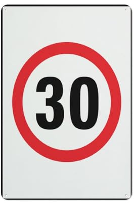 Cartello di avvertimento con limite di velocità 30 km/h, cartello di sicurezza per esterni, 30 x 20 cm