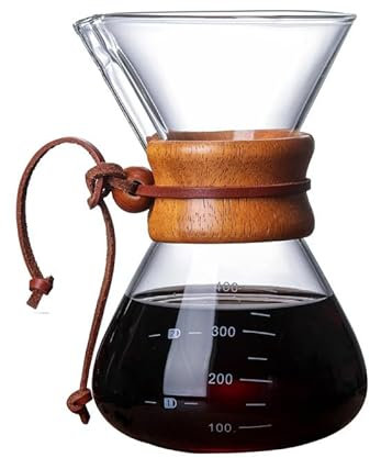 MIATTCLD Pour Over Coffee Maker, 400 ml/13.4 oz Borosilicate Glass Coffee Pot, Coffee Machine with Double Layer Stainless Steel Filter for Home, Cafe, Office, Camping and Restaurant
