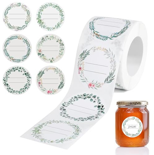 Romon Etiquettes Autocollantes, 200 Pièces Étiquettes à Confiture Stickers, Etiquettes Autocollantes Bocaux Confiture Adhésives Rond Adhésif Etiquettes pour Pots De Confiture Pots à éPices Bouteilles