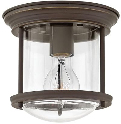 Licht-Erlebnisse Deckenleuchte Badezimmer IP44 Ø 19,6 cm in Bronze Metall Glas E27 rund Vintage Design Deckenlampe Badleuchte Decke