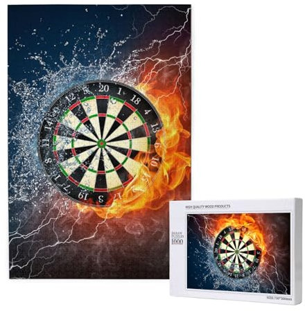 New Dart Board, Jigsaw Puzzles 1000 Pieces Wooden Jigsaw Toy Family Game Wall Decor for Adults Teens