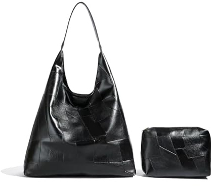 Mervokl Tote Bag for Women Soft PU Leather Handbag with a Clutch Vintage Shoulder Bag Large Capacity Designer Ladies Hobo Bags for Shopping School Work Travel University