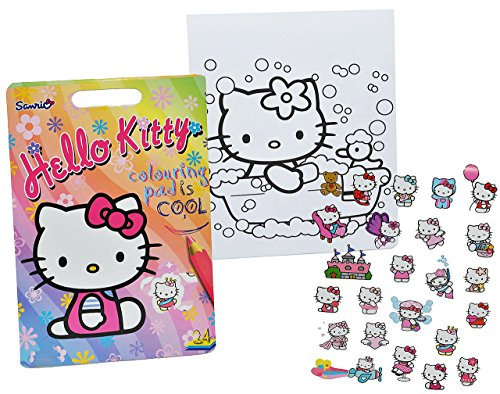 alles-meine.de GmbH großes Malbuch/Malblock mit 48 Sticker - Katze Katze Kitty - Malvorlagen Kätzchen Tier Blumen - Aufkleber für Mädchen Malbücher Stickern