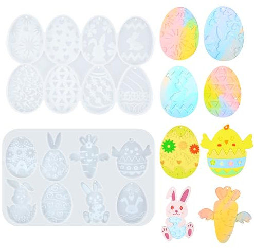 Silikonformen Gießformen Ostern, 2pc 16 style Silikonform Ostern Kaninchen Gießformen silikon ostern, Ostern Silikonform Ostereier Epoxidharz Formen silikonformen gießformen frühling für DIY