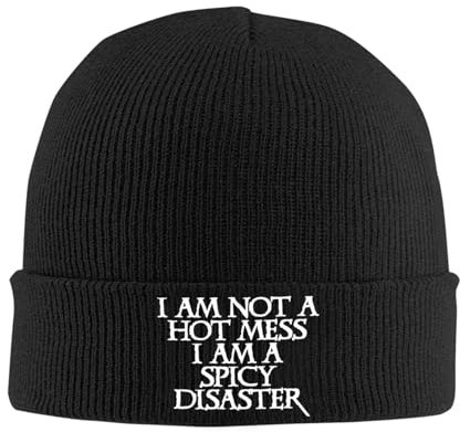 Herren Damen Strickmütze Ich Bin Kein Heißes Durcheinander, Ich Bin Eine Würzige Katastrophe Watch Hat Warme Beanie Mütze Unisex Beanie for Men Für Ausflüge Winter Schlaf