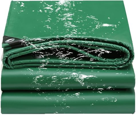 Tarpaulin Waterproof Heavy Duty 4 x 4.9 m, Heavy Duty, 500Gsm Multipurpose Pergola Cover Multi Sizes with 10M Rope for Camping, Furniture, Shed, Green