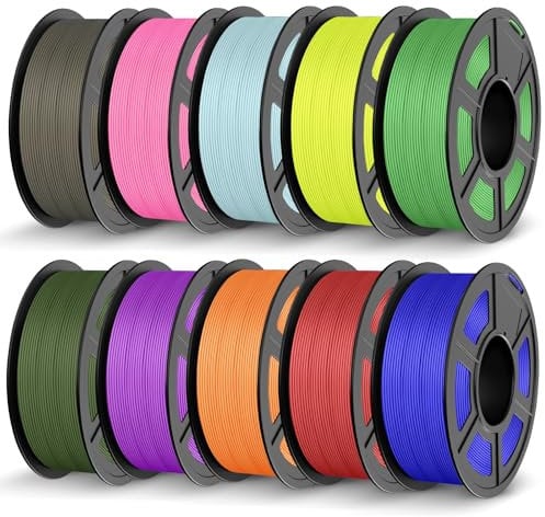 JAYO Matte PLA Filament 1.75mm, 3D Drucker PLA Filament, Maßgenauigkeit +/- 0,02mm, 1.1kg*10 Mehrfarbiger Anzug, PLA Matte