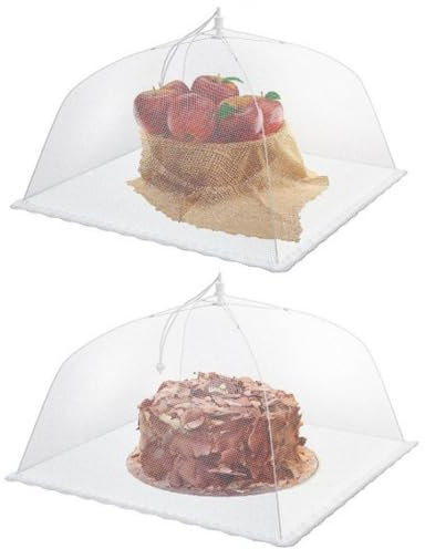 Tokaneit 2 Stück Kuchenabdeckung Abdeckung Fliegen-Schutz, Fliegenschirm Lebensmittel Abdeckung, Faltbare Abdeckhaube Lebensmittel, 38x38×22 cm für Essen Lebensmittel Grill Partys Buffets Camping