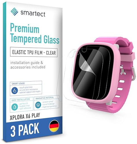 smartect TPU Schutzfolie [3 Stück, Klar] kompatibel mit Xplora X6 Play, Bedeckt das ganze Display, Bildschirmschutz Blasenfrei, Displayschutzfolie Anti Fingerabdruck