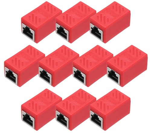 QUARKZMAN RJ45 Kupplung Cat7 10 Stück Splitter Adapter Lan Kabel Rot | Verlängerung Ethernet Cat8/Cat7/Cat6/Cat5e/Cat5
