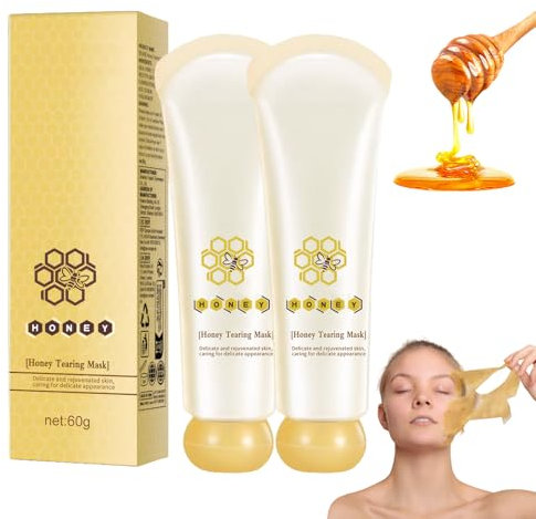 2 Stück Honig Peel off Maske Gesicht Kollagen Maske 60g Collagen Night Wrapping Mask,Gesicht Tear off Lifting Straffende Masken Mitesser Entfernen,Haut Straffen,Haut zum Strahlen Bringen