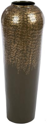 GILDE Vase Whisper Metall - Höhe 80cm x Ø 25cm - beige-Gold - bauchige Dekovase