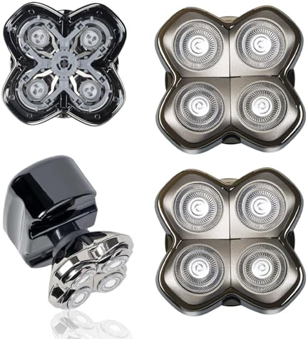 Rotationskopf 4 Köpfe für Elektrorasierer – Kompatibel mit Pitbull Skull Shaver, Butterfly Kiss Pro und mehr – Rasierköpfe für Gesicht & Körper (2er Pack)