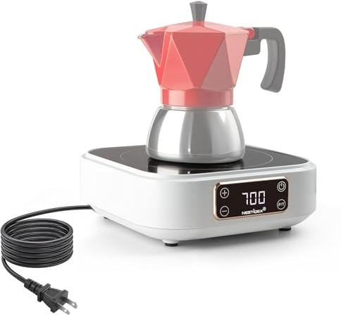 Mini Induction Cooktop 700W, 120V Portable Single Induction Burner – Compact Electric Hot Plate for Small Kitchens, Travel, RV, Camping – Quick Heat for Coffee, Tea, Flameless, Easy-Clean
