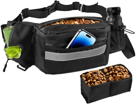 Razobws Leckerlibeutel für Hunde – Futterbeutel | Kotbeutelspender mit Einhand-Entnahme, Reflektorstreifen, Futterbeutel Hundetraining Leckdicht für Gassi-Gehen Hundetraining