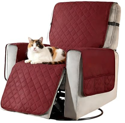 Wasserdicht Sofabezug mit Seitentaschen 1 Sitzer Sofa Sitzkissen Bezüge Sitzkissenschutz Sofa Schutz Abdeckung Sesselbezug,Universelle Sofa Überwurf Rutschfeste Sesselschoner für Relaxsessel (Rot)