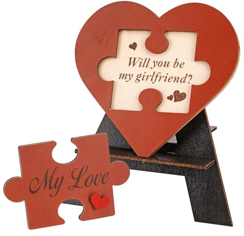 HOWAF Will You Be My Girlfriend Puzzle Herz Holz, Romantische Puzzle Valentinstag geschenk für Sie Freundin Geschenk Freundin Heiratsantrag Deko Valentinstag Deko Hochzeit Geburtstag Valentines Day