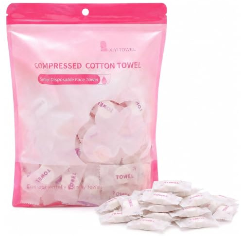 YANJINGSHE face cloths disposable, 100 Pcs Soft Compressed Towels 20x20cm | Face cloths disposable: 100% cotton, soft & lint-free, expand to 20x20cm, travel-friendly & ideal for sensitive skin, white.