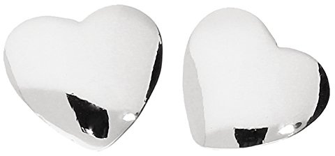LÖB 750 Weißgold vergoldet Ohrstecker Ohrringe Herz Glanz Flach Silber Damen Herzform Herzen Platte Herzschmuck Klein Geometrisch Minimalistisch